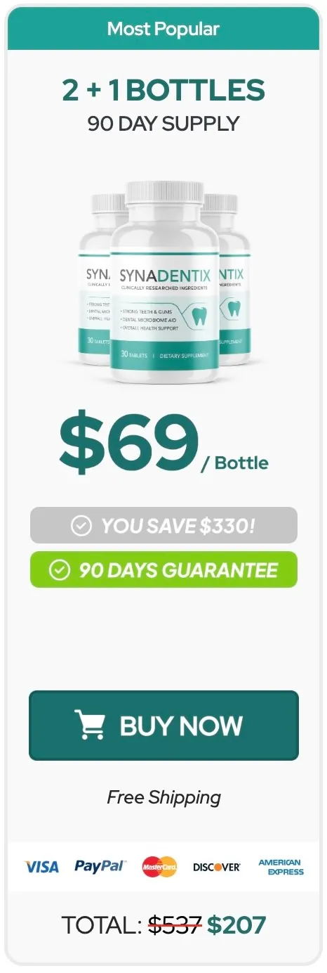 Synadentix three bottle supply for ongoing gum support
