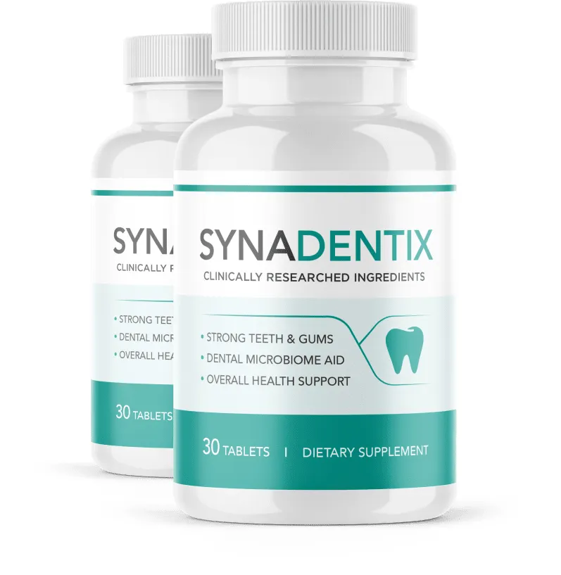 Multiple Synadentix bottles and tablets